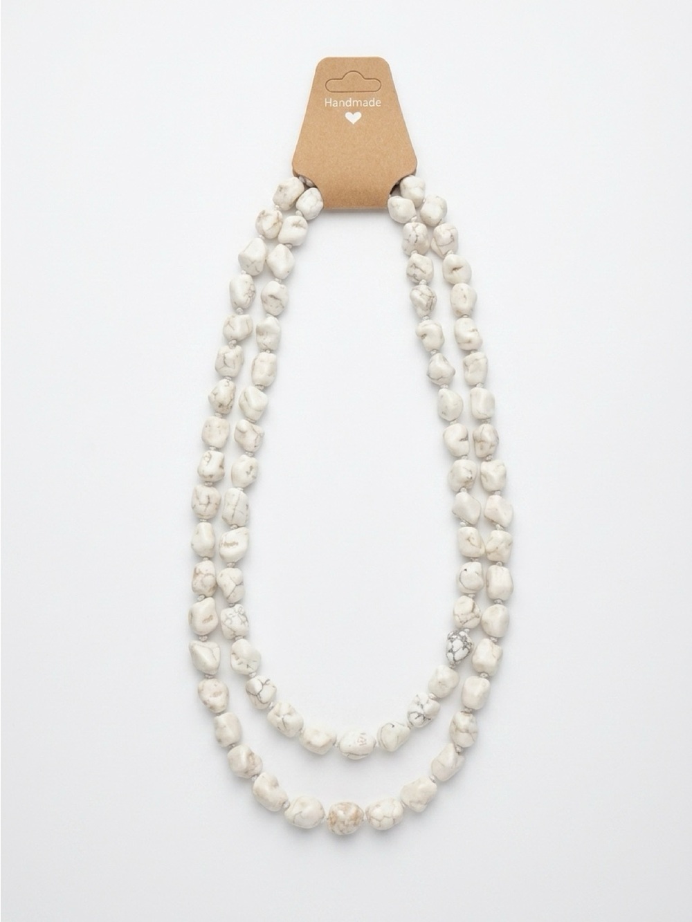 Fashion Jewelry White Howlite-Effect Double Strand Beaded Necklace